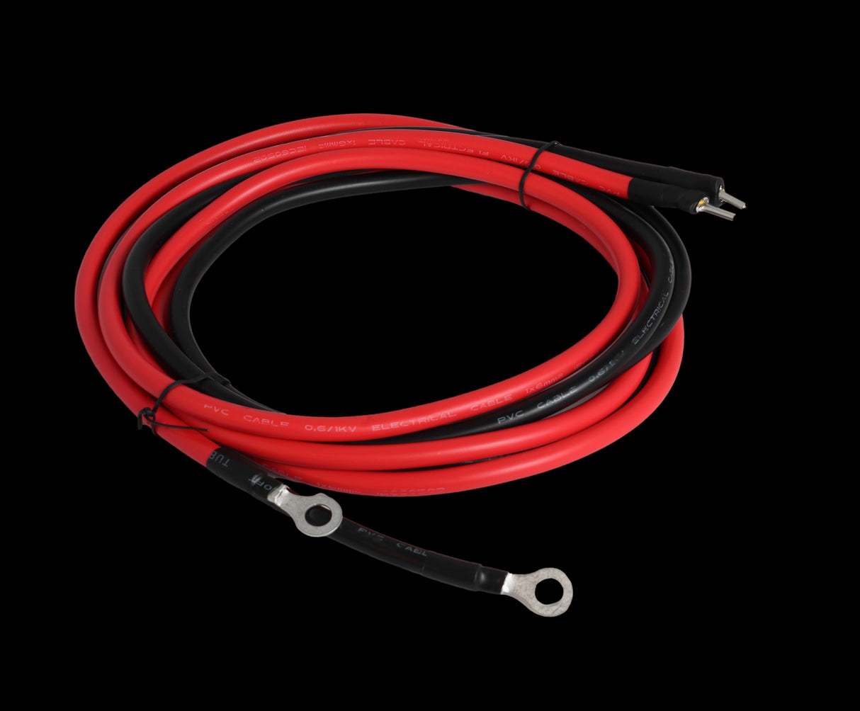 Kabel 2mtr 2x6mm2 til solcelleregulator (m/ 8mm øyer)
