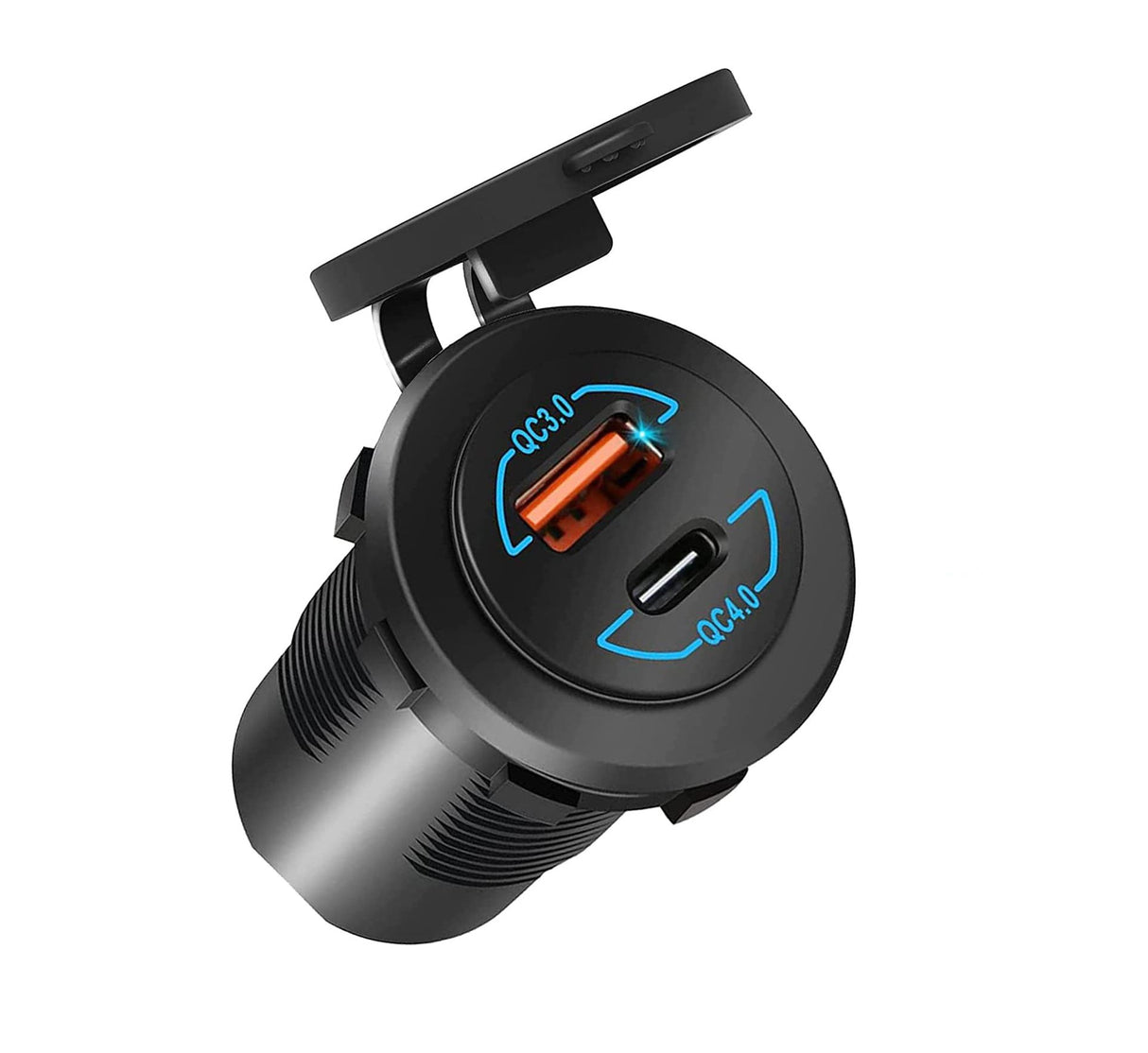 Stikkontakt/Sigarettenneruttak Innfelt rund USB-A og USB-C