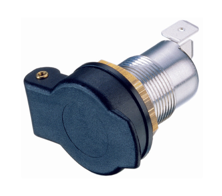 DIN 12/24V uttak for innfelling m/lokk med fjær 16A 12-24V