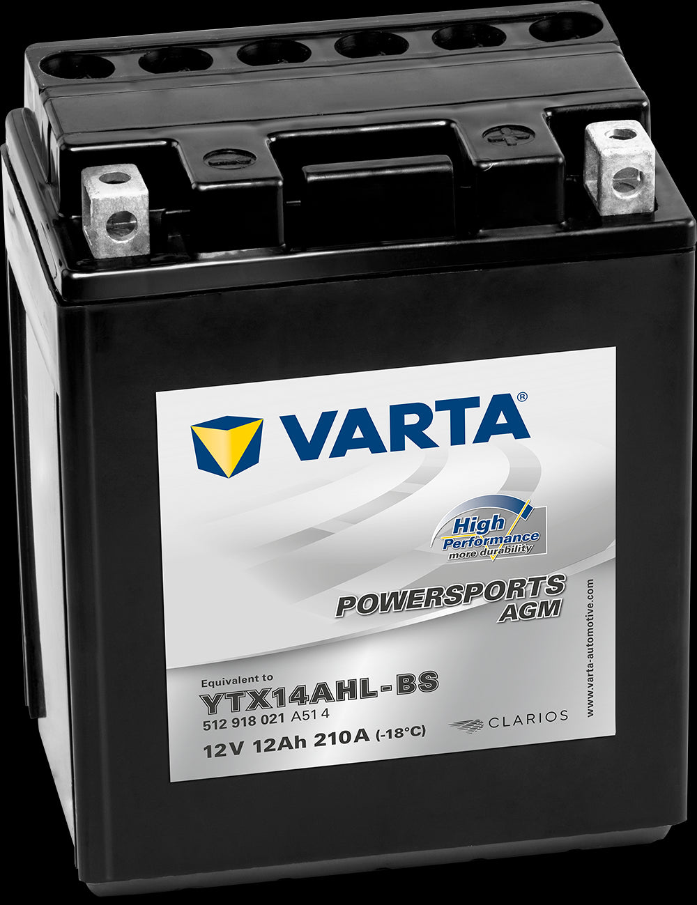 VARTA AGM MC Batteri 12V 12AH 210CCA (134x89x166mm) +høyre YTX14AHL-BS