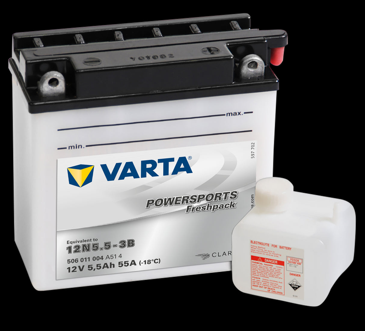 VARTA MC Batteri 12V 5,5AH 55CCA (136x61x131mm) +høyre 12N5,5-3B