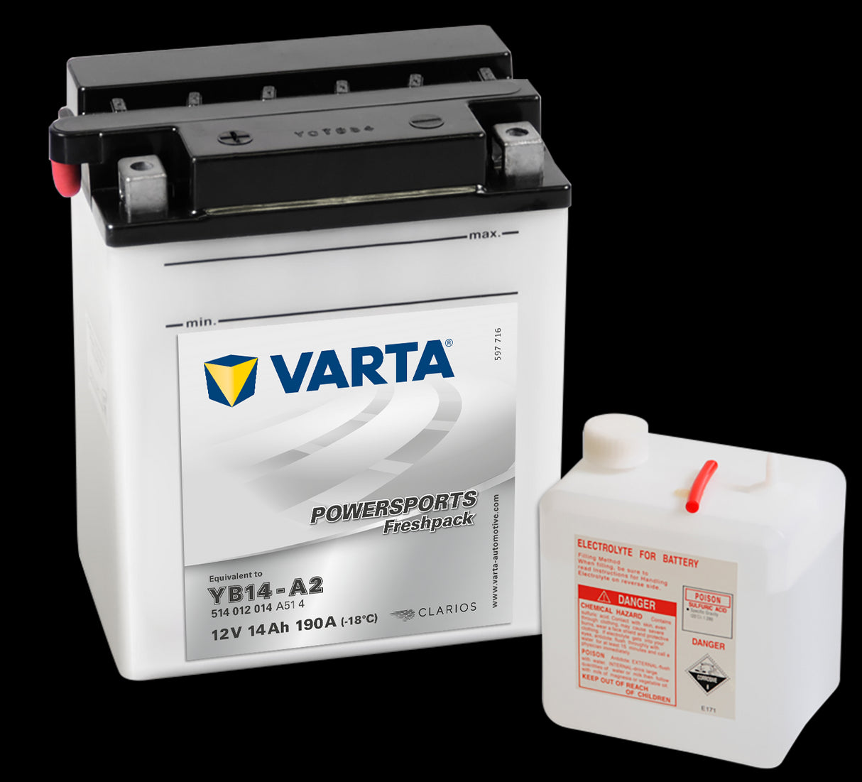 VARTA MC Batteri 12V 14AH 190CCA (136x91x168mm) +venstre YB14-A2