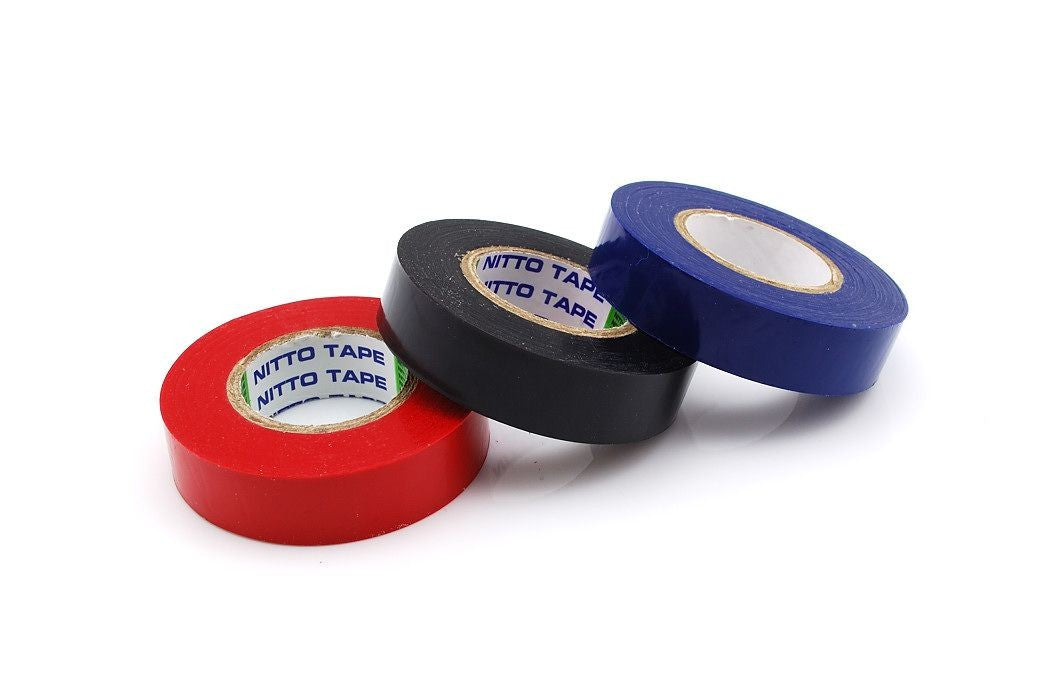 PVC-tape 15mm x 10m blå / rød / svart - 3PK