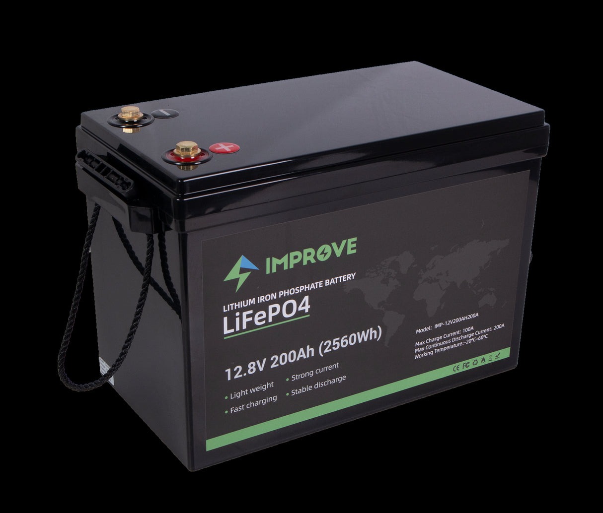 IMPROVE Lithium Batteri 12V 200Ah (LiFePO4) BMS 200A