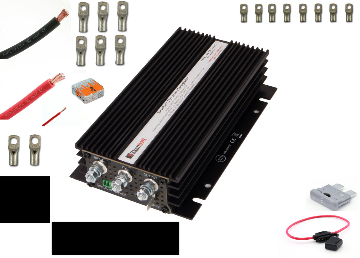Fricampingpakke m/ Skanbatt 35A Dynamo Hurtiglader m/blåtann og mont.kit - DCDC for alle bobiler
