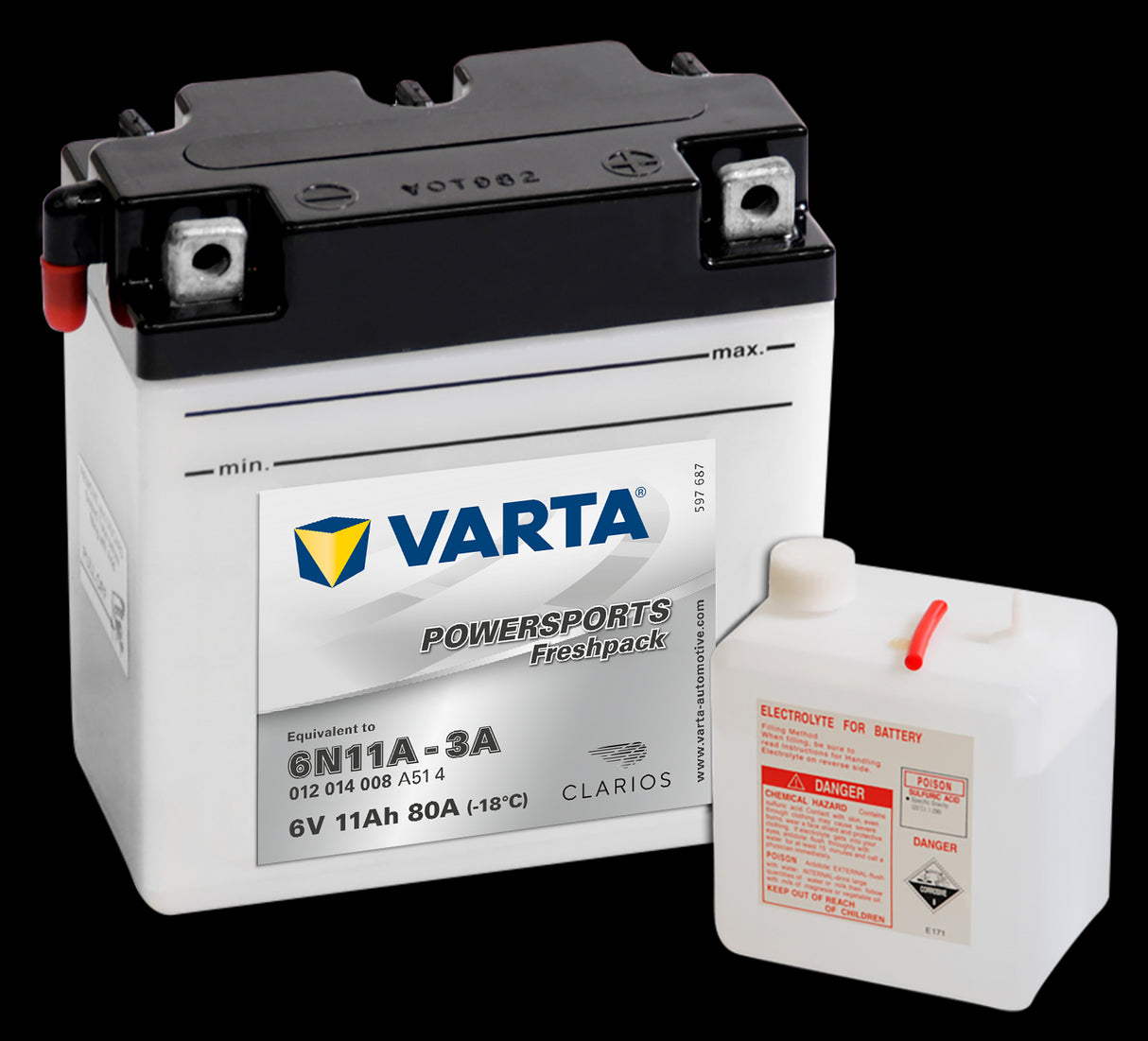 VARTA MC Batteri 6V 12AH 80CCA (122x61x135mm) +høyre 6N11A-3A (011014)
