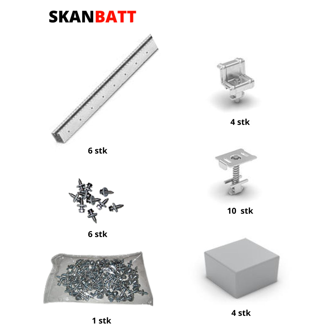 Takfeste for 6 paneler 2000x1000mm til takplater