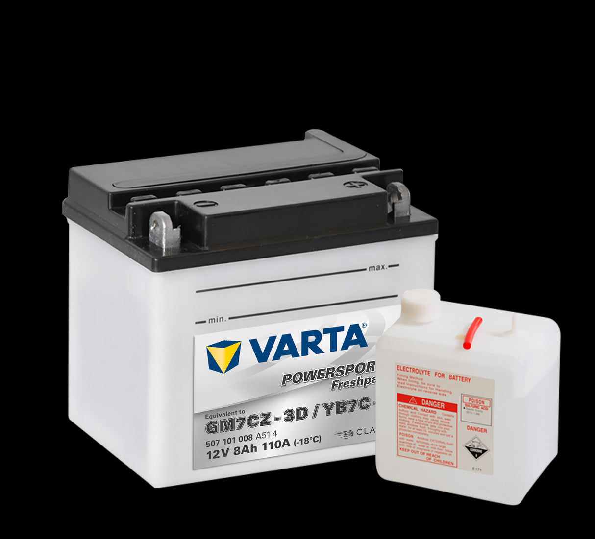 VARTA MC Batteri 12V 7AH 110CCA (130x90x114mm) +høyre YB7C-A (508101)