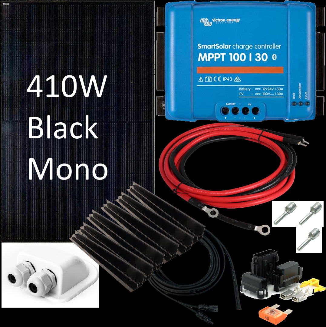 SKANBATT 1724x1134 En stk. 410w Black mono panel m/kompl. kit Victron MPPT m/BT