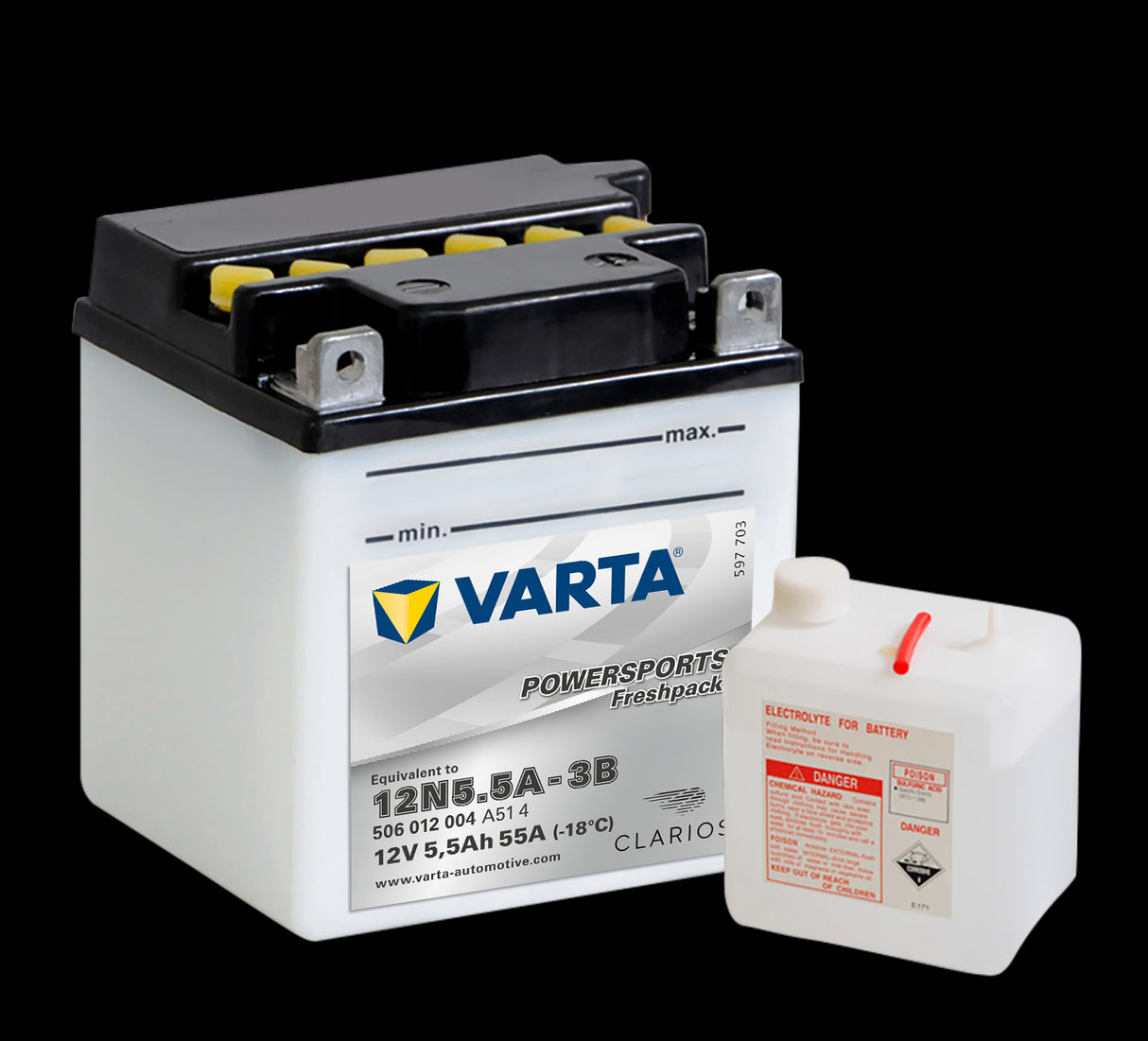 VARTA MC Batteri 12V 5,5AH 58CCA (103x90x114mm) +høyre 12N5,5A-3B