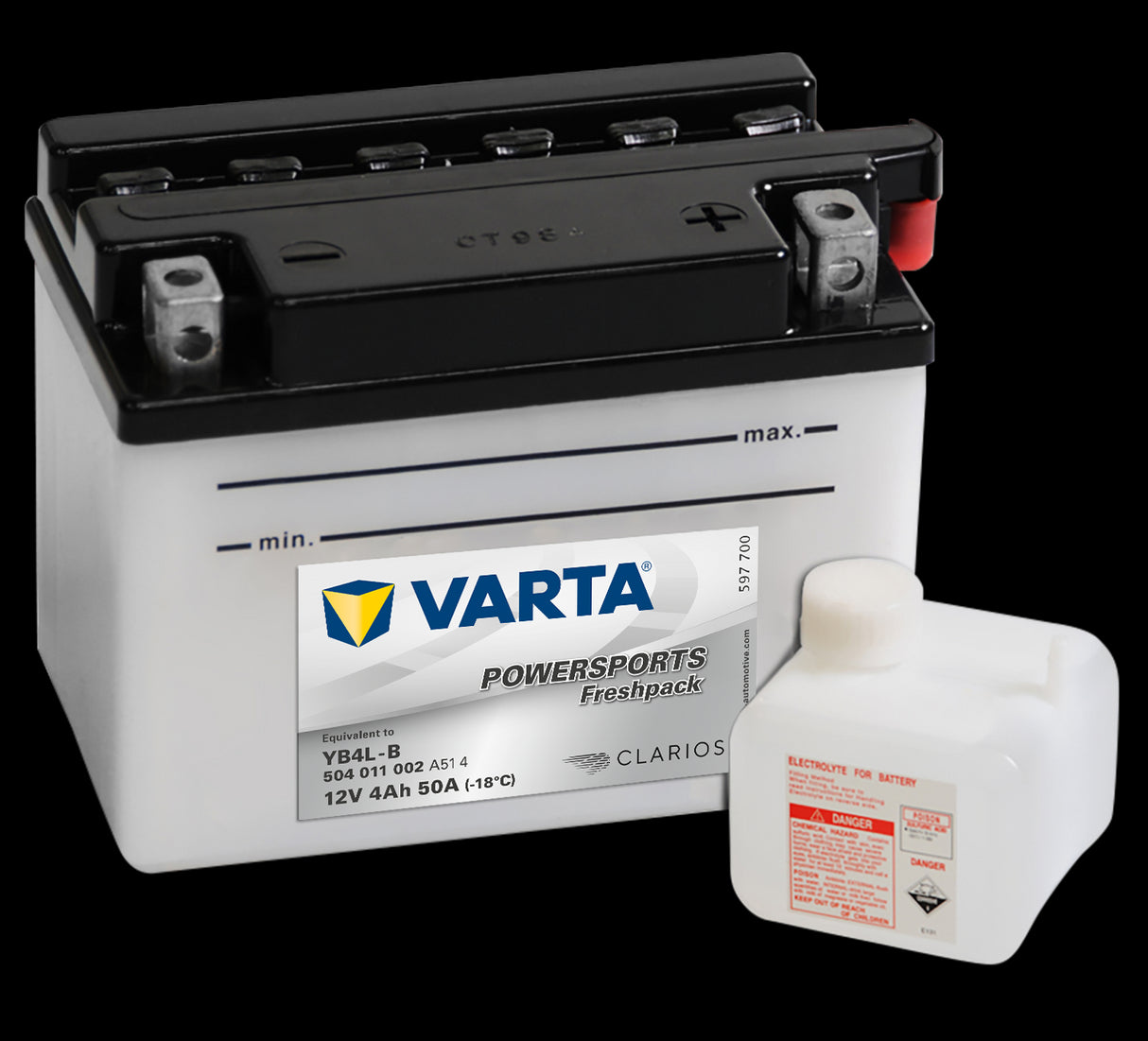 VARTA MC Batteri 12V 4AH 50CCA (121x71x93mm) +høyre YB4L-B