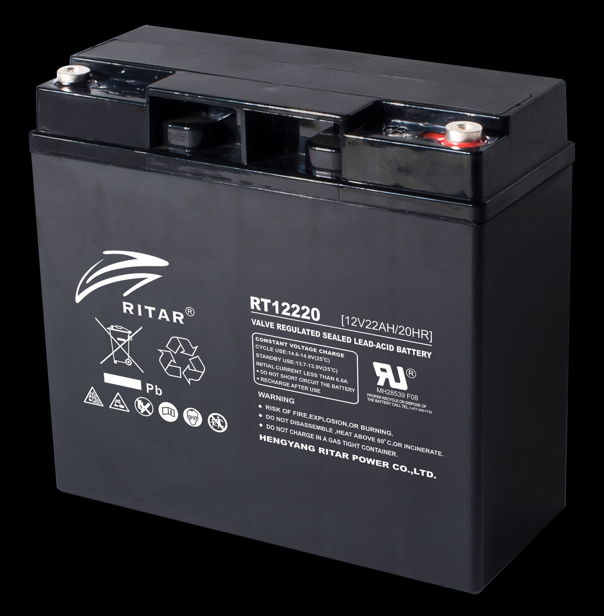 RITAR AGM Batteri 12V 22AH (181x77x167mm) M5