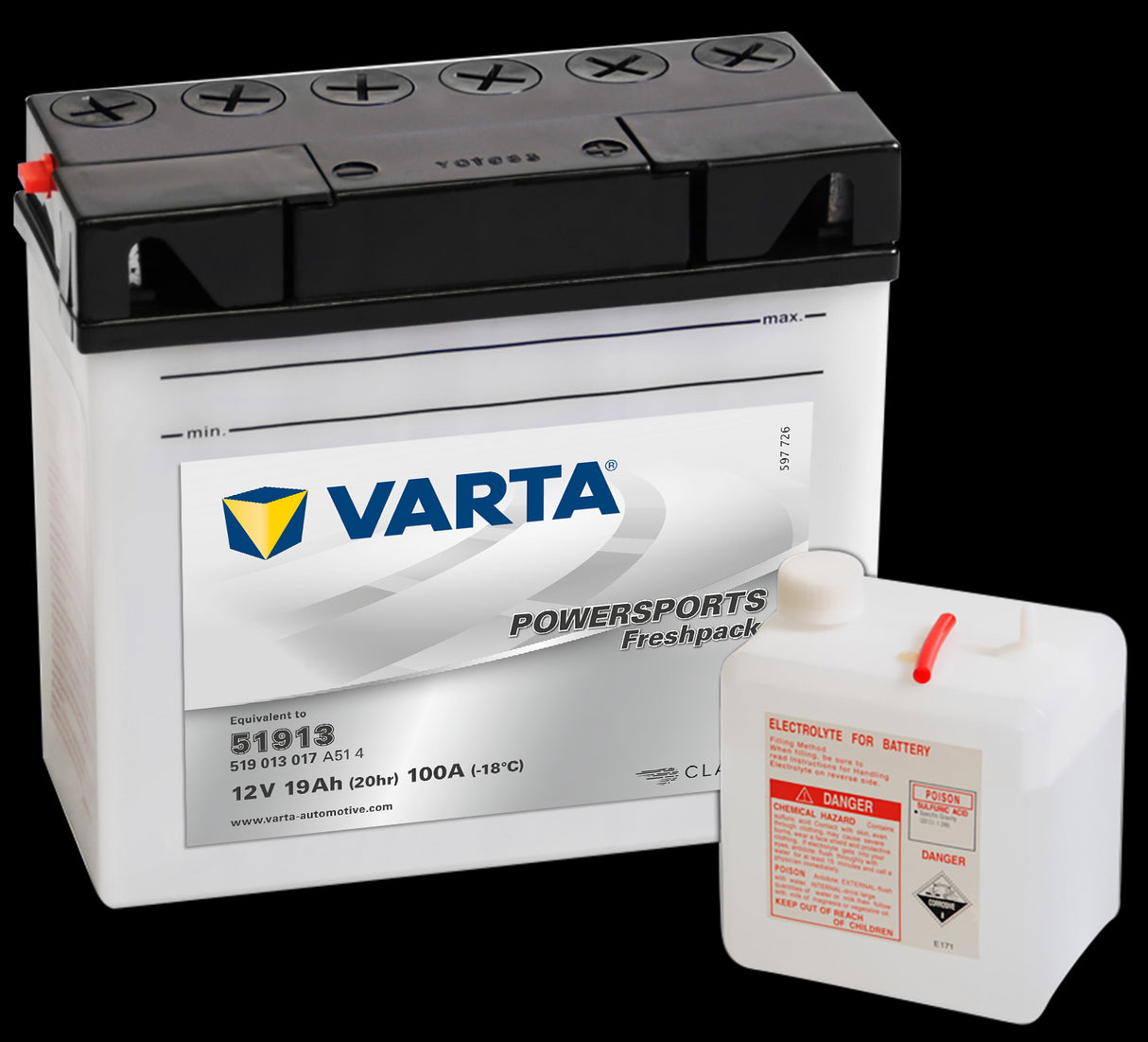 VARTA MC Batteri 12V 19AH 100CCA (186x82x171mm) +høyre 51913