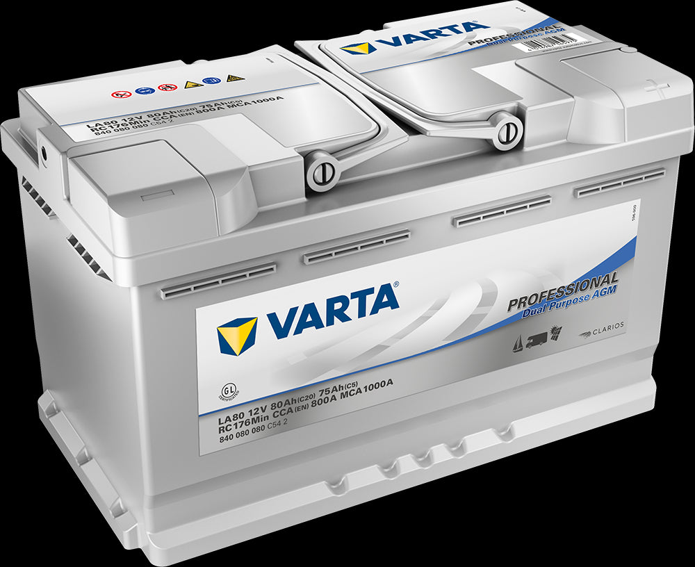 VARTA Fritidsbatteri AGM Batteri 12V 80AH 800CCA (315x175x190/190mm) +høyre LA80