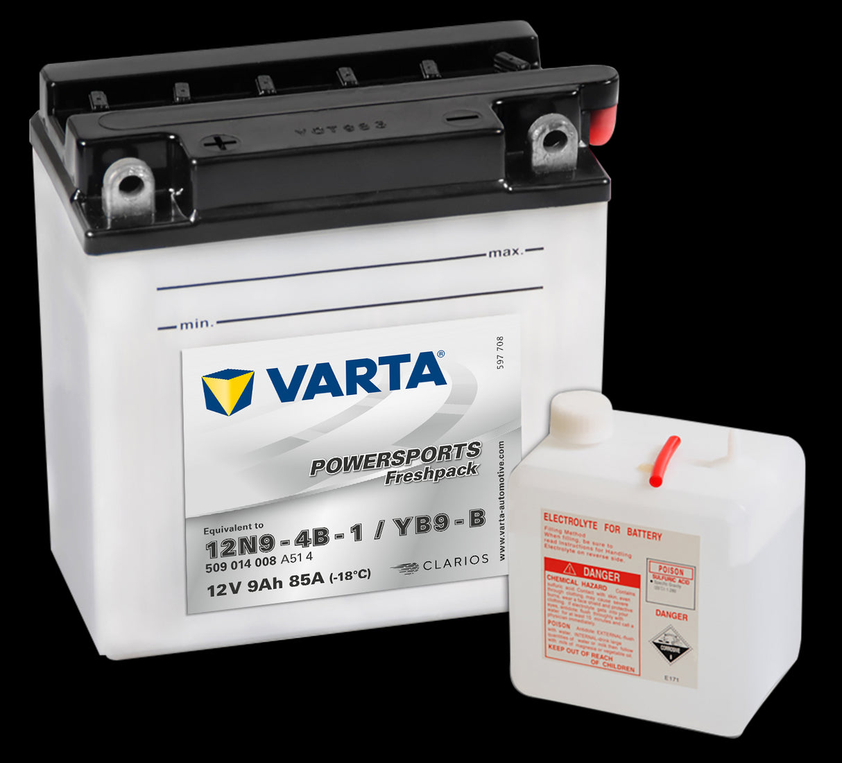 VARTA MC Batteri 12V 9AH 85CCA (136x76x134mm) +venstre YB9-B