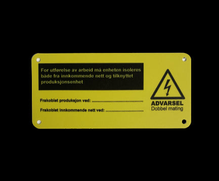 Skilt - Dobbelt mating, kabelskap