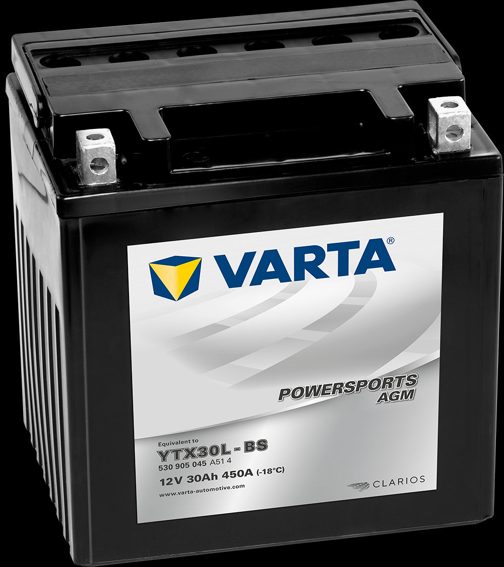 VARTA AGM MC Batteri 12V 30AH 450CCA (166x127x175mm) +høyre YTX30L-BS