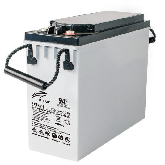 RITAR AGM Batteri 12V 55AH - Frontterminaler