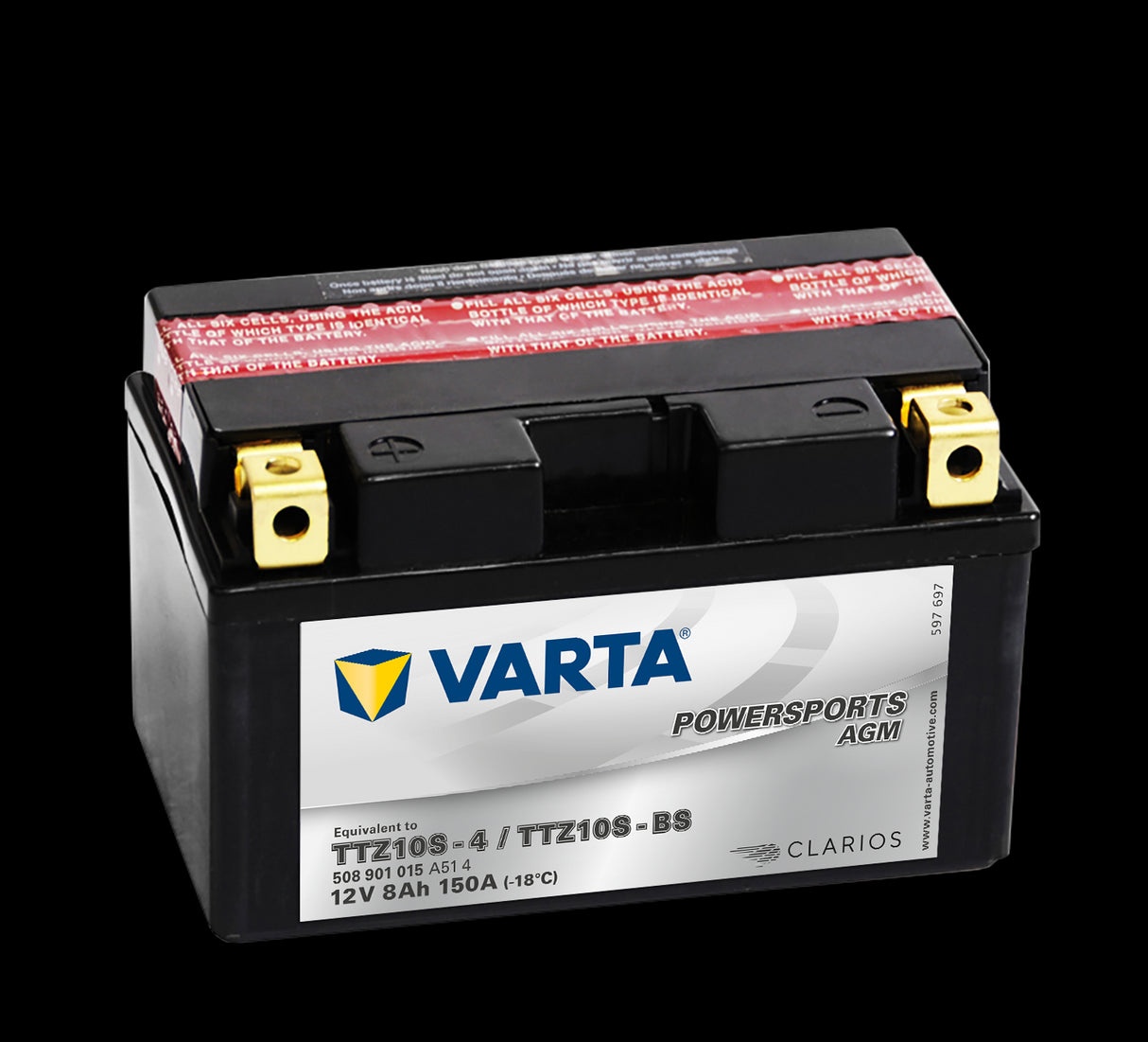 VARTA AGM MC Batteri 12V 8AH 150CCA (150x87x93mm) +venstre TTZ10S-BS