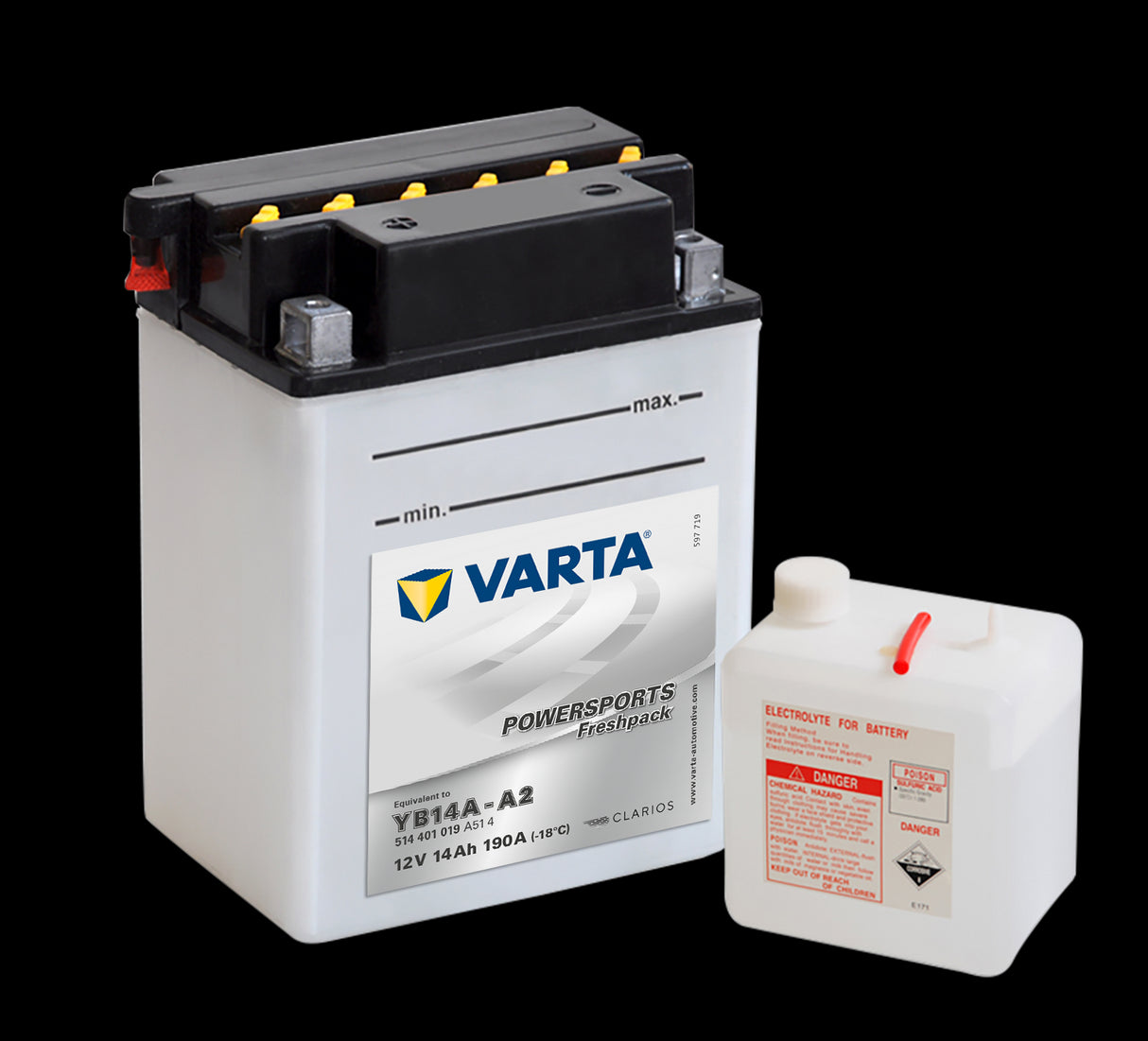 VARTA MC Batteri 12V 14AH 190CCA (134x89x176mm) +venstre YB14A-A2