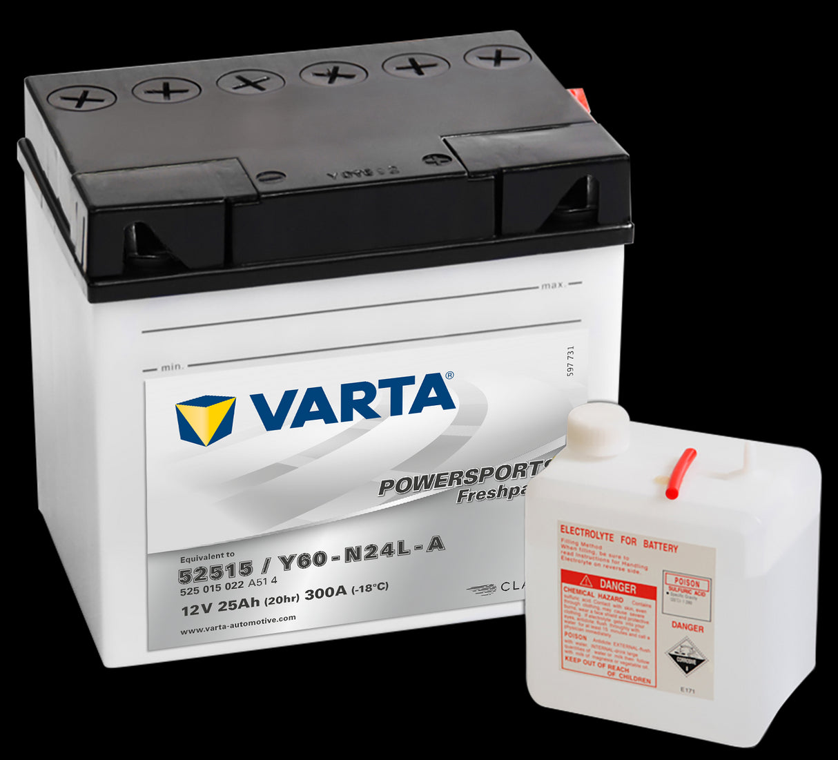 VARTA MC Batteri 12V 25AH 300CCA (186x130x171mm) +høyre Y60-N24L-A (530030 )