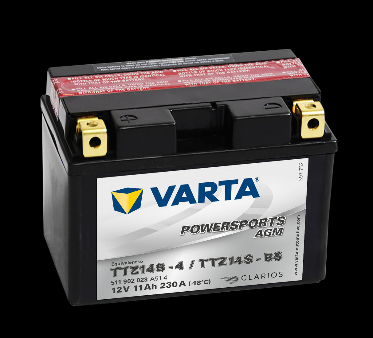 VARTA AGM MC Batteri 12V 11AH 230CCA (150x87x110mm) +venstre TTZ14S-BS