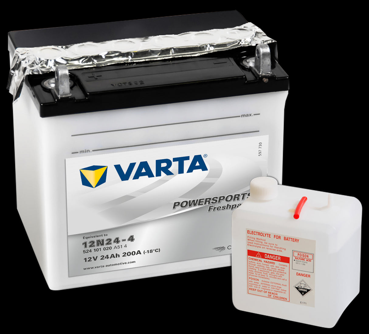 VARTA MC Batteri 12V 24AH 200CCA (186x125x178mm) +venstre 12N24-4