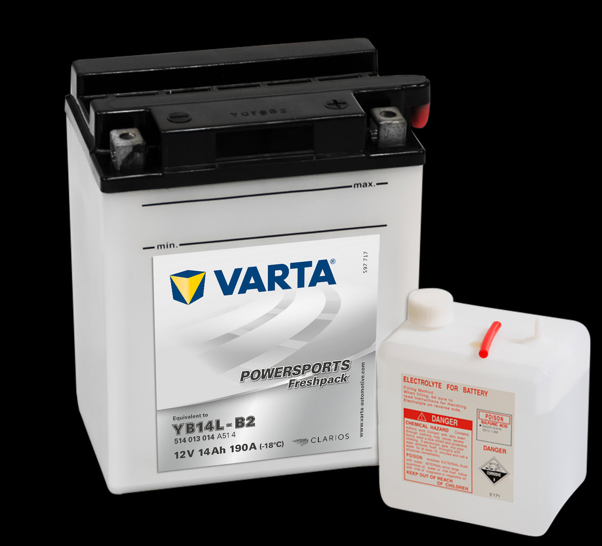 VARTA MC Batteri 12V 14AH 190CCA (136x91x168mm) +høyre YB14L-B2