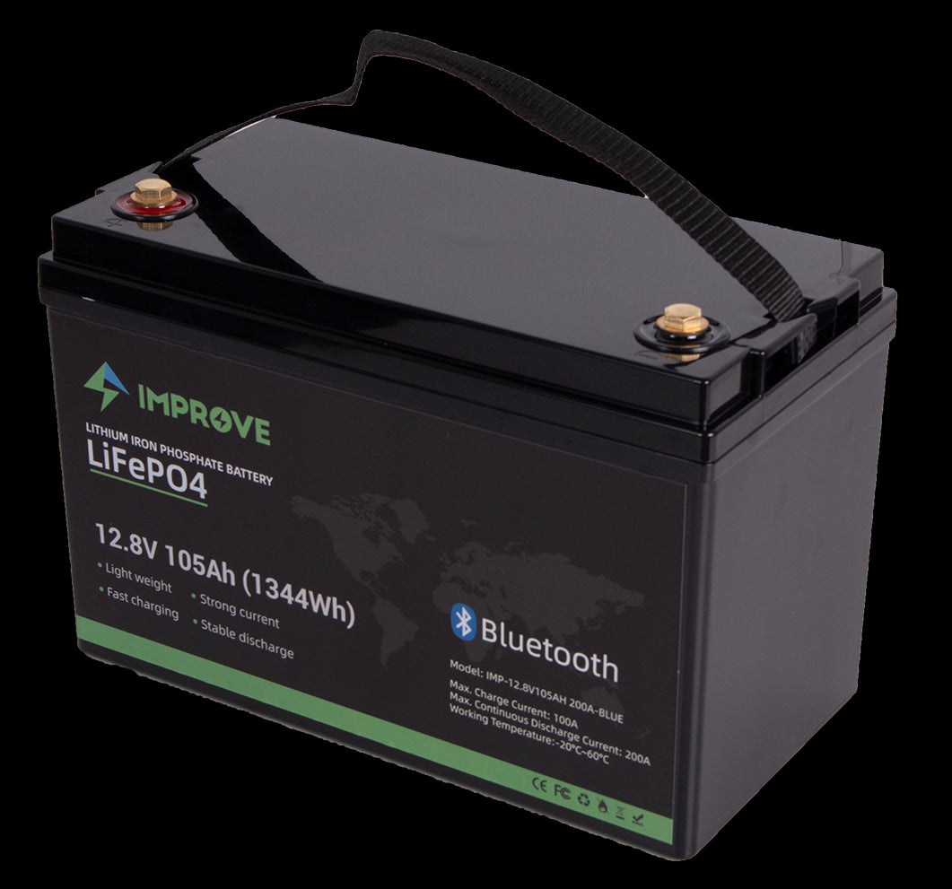 IMPROVE Lithium Batteri 12V 105Ah (LiFePO4) BMS 200A - BLUETOOTH