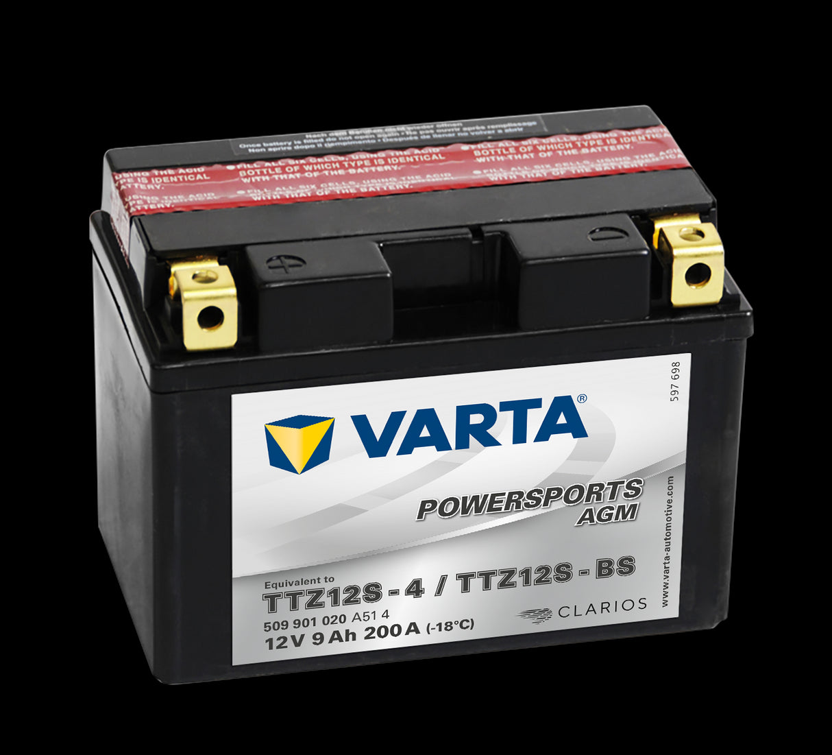 VARTA AGM MC Batteri 12V 9AH 200CCA (150x87x110mm) +venstre TTZ12S-BS