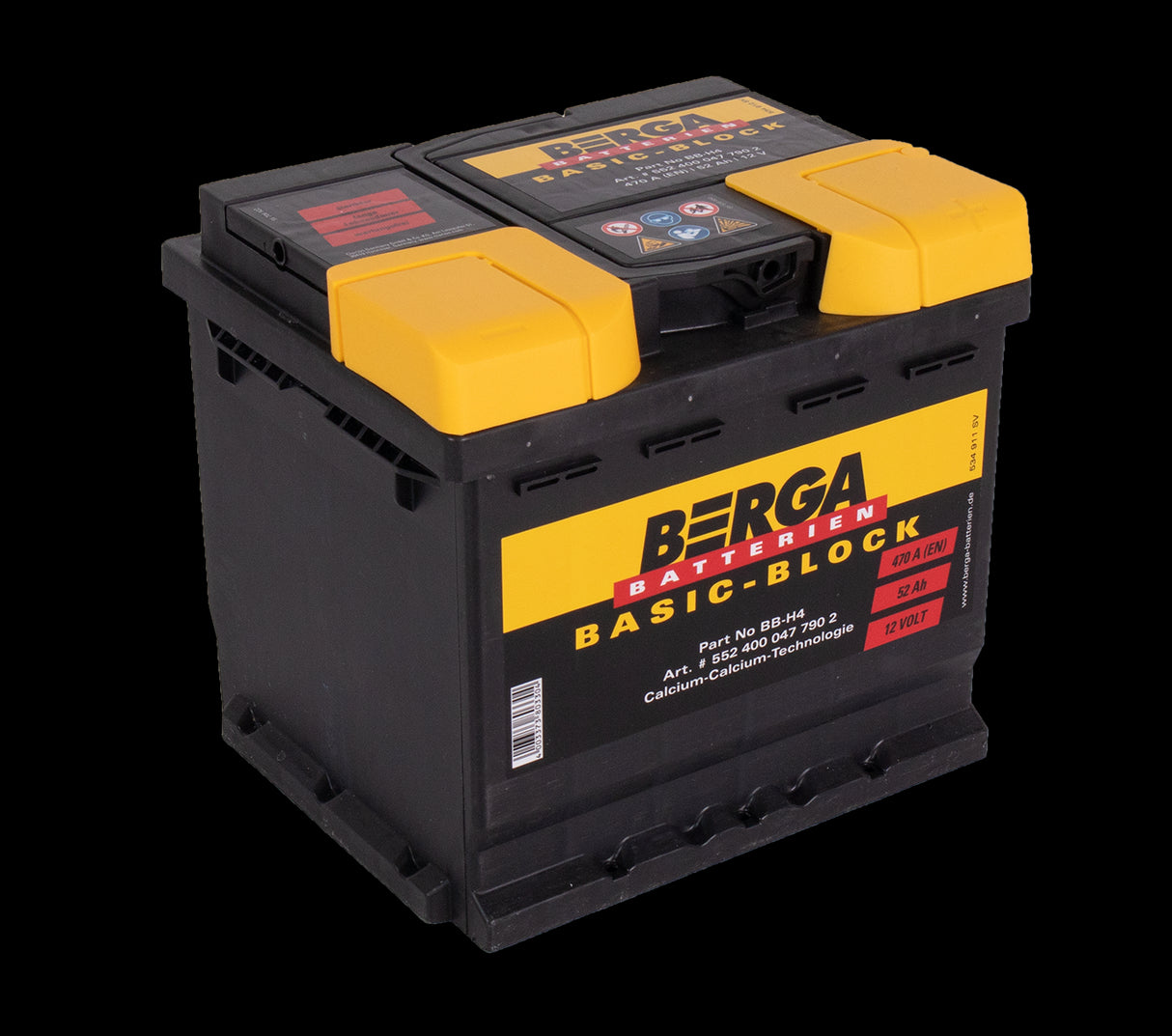 BERGA Basic Block 12V 52AH 470CCA (207/175/190mm)