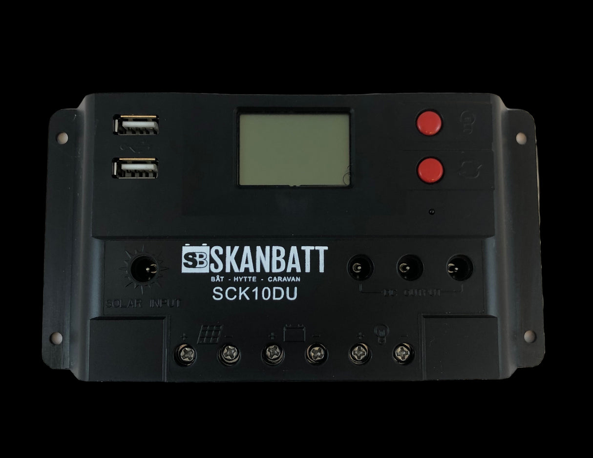 SKANBATT Solcelleregulator PWM 12/24V 10A (SCK10DU)