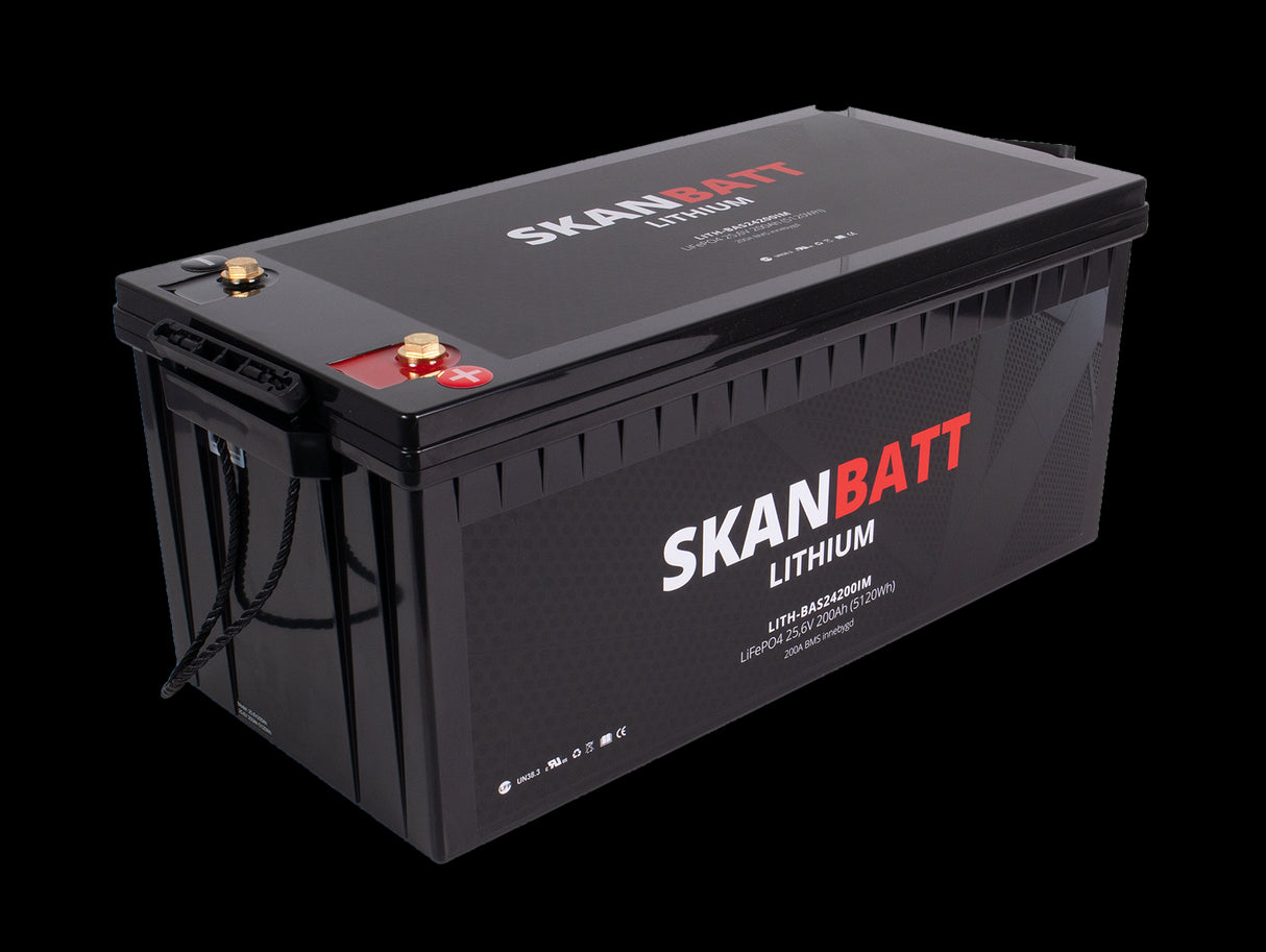 SKANBATT Lithium Batteri 24V 200Ah (LiFePO4) BMS 200A