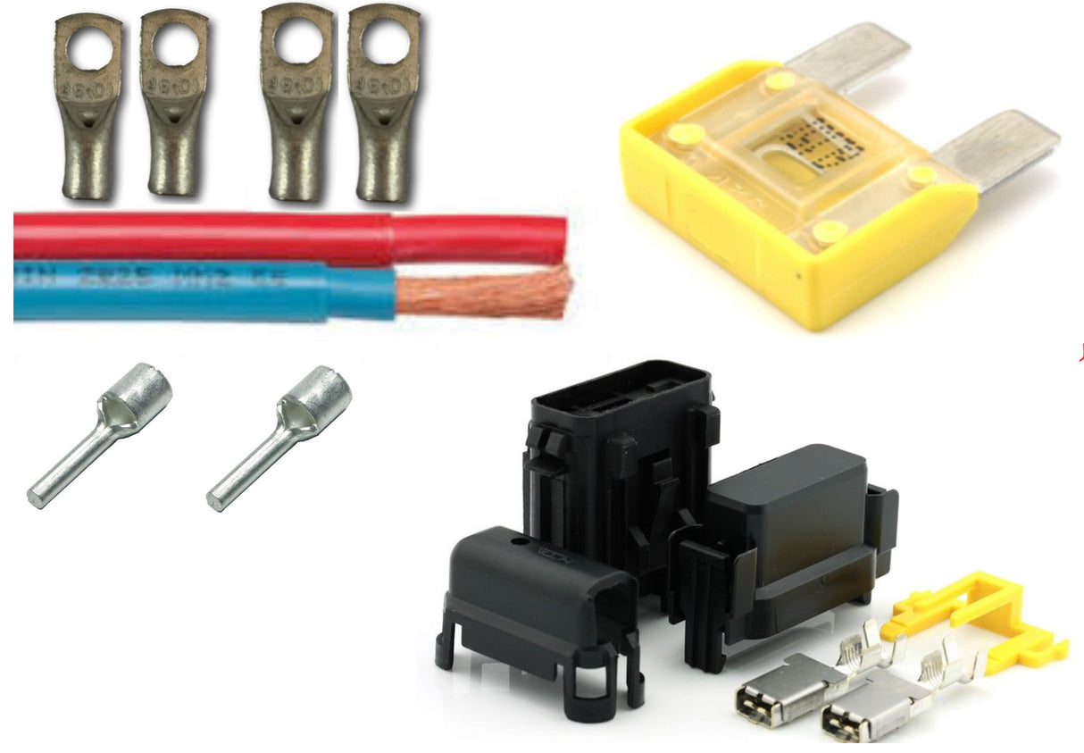 vl230V ladekabelpakke 30A 2m 2x10mm2 40A sikring m holder 1 pr. kanal