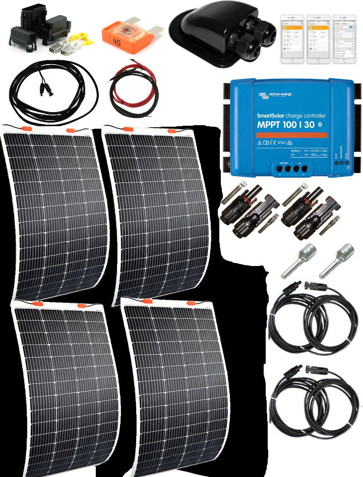 SKANBATT 108x54 - 440w (4x110W) - Flexi komplett kit med VICTRON BT MPPT