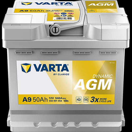 VARTA Dynamic AGM Batteri 12V 50AH 540CCA (207x175x190/190mm) +høyre A9